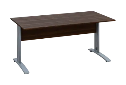 EPK 28 - 16 stůl kancelářský, kovová podnož stříbrná, deska 25 mm, široký 1600 mm, ořech královský